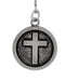 Sterling Silver Antiqued Church Cross Medal Key Chain