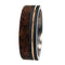 Black Ash Burl Wood, 14K Yellow Gold 6mm Comfort Fit Sandblasted Titanium Band , Size 10