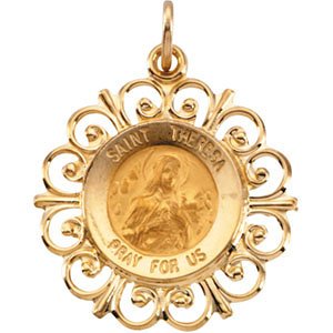 14k Yellow Gold St. Theresa Medal (20x18.5MM)