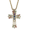 Amethyst, Sapphire and Aquamarine Pointed Cross Pendant Necklace, 10k Yellow Gold, 12k Green and Rose Gold Black Hills Gold Motif, 18"