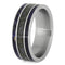 Crushed Dinosaur Bone, Blue Box Elder Burl Wood 8mm Matte Titanium Comfort-Fit Wedding Ring