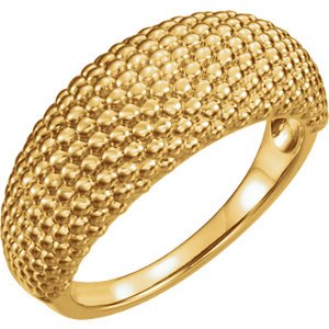 Beaded Dome Ring, 14k Yellow Gold