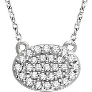 Diamond Oval Pendant Necklace 14k White Gold, 18" (.20 Cttw)