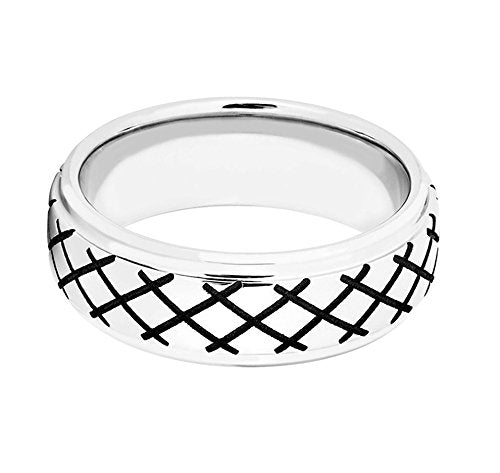 Men's Cobalt, Black Cross Hatch Design 8mm Comfort-Fit Band