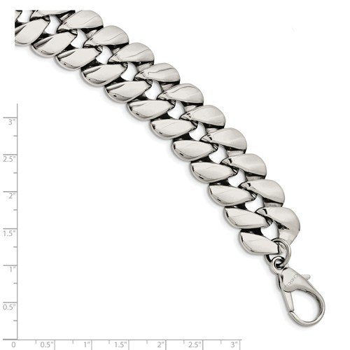 Men's Polished Stainless Steel Curb Link Bracelet, 8.5"
