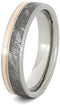 Gibeon Meteorite, 14k Rose Gold Stripe 5.5mm Titanium Comfort-Fit Ring, Size 5