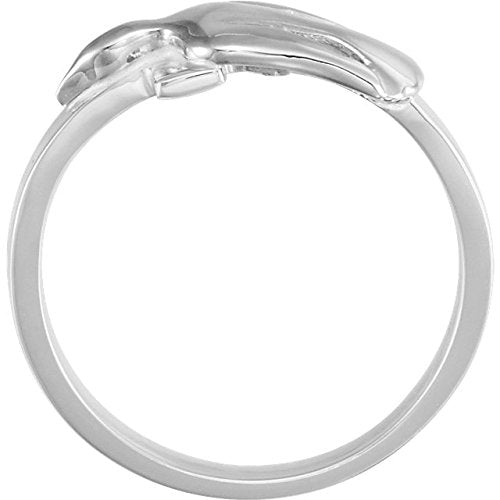 Dove and Cross 'Holy Spirit' Rhodium-Plated 14k White Gold Ring, Size 6