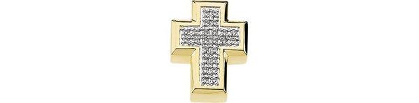 Diamond Bordered Cross 14k Yellow Gold Pendant
