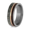 The Men's Jewelry Store (Unisex Jewelry) Deer Antler, Koa Wood, 14k Rose Gold 7mm Matte Comfort-Fit Titanium Band