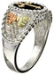 Men's Cross Ring, Sterling Silver, 10k Yellow Gold, 12k Green and Rose Gold Black Hills Gold Motif, Size 8.75