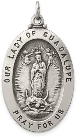 Sterling Silver Our Lady of Guadalupe Medal (37X20MM)