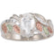 Fancy CZ Pear and Leaf Band, 12k Green and Rose Gold Black Hills Gold Motif, Size 10