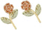 Rose Flower Earrings, 10k Yellow Gold, 12k Green and Rose Gold Black Hills Gold Motif