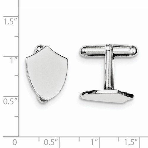Rhodium-Plated Sterling Silver Bullet Back Cuff Links, 17X13MM