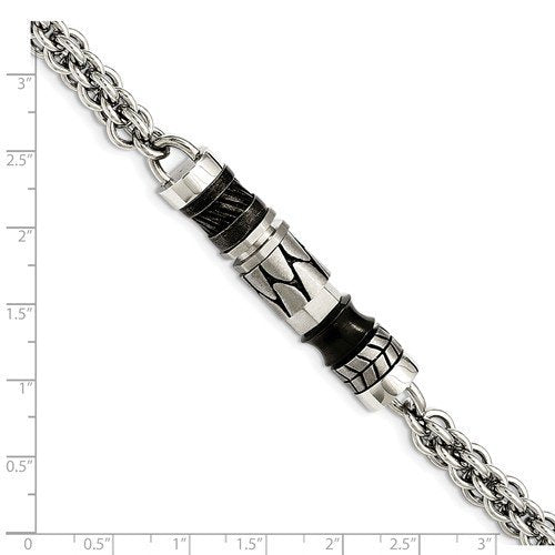 Men's Stainless Steel Moveable Pieces Antiqued Bracelet 8.25"