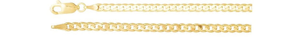 3mm 14k Yellow Gold Solid Curb Chain Bracelet, 7"