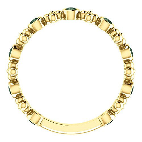 Genuine Alexandrite Beaded Ring, 14k Yellow Gold