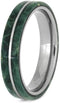 Green Box Elder Burl Wood 4mm Titanium Comfort-Fit Wedding Band, Size 9.75