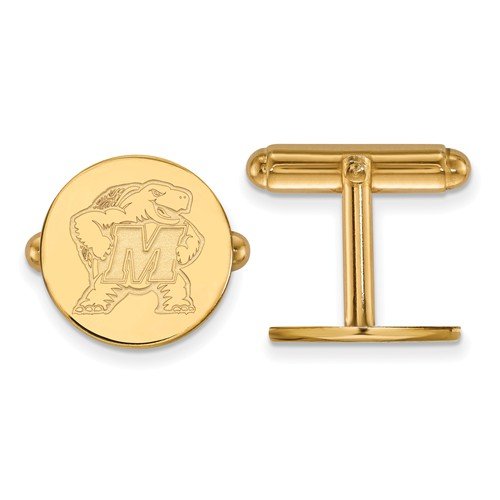 Gold-Plated Sterling Silver Maryland Round Cuff Links, 15MM