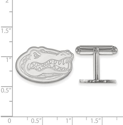 Rhodium-Plated Sterling Silver University of Florida Cuff Links, 17X24MM