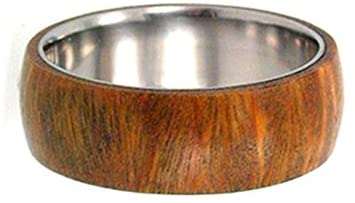 Lignum Vitae Wood Overlay 8mm Comfort Fit Titanium Ring, Size 11.75