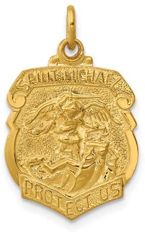 24k Gold-Plated Sterling Silver St. Michael Badge Medal (22X15MM)