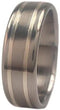 Inlaid Sterling Silver, Brushed Titanium 9mm Comfort-Fit Wedding Band, Size 12