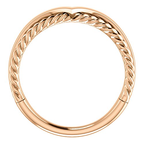 Negative Space Rope Trim and Curved 'V' Ring, 14k Rose Gold