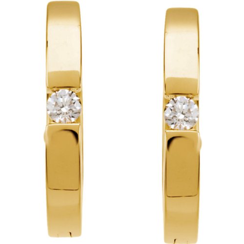 Diamond Hoop Earrings, 14k Yellow Gold (.07 Ctw, Color GH, Clarity SI1)