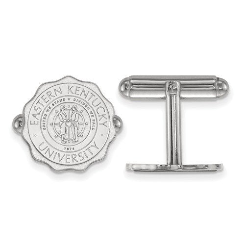 Rhodium-Plated Sterling Silver, Eastern Kentucky University Crest Cuff Links, 15MM
