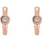 White Sapphire J-Hoop Earrings, 14k Rose Gold