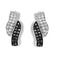 Black and White CZ Graceful Rhodium Plated Sterling Silver Earrings