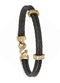 Tango Collection Black Titanium and Bronze White Sapphire Cable Wire Bracelet, 7"