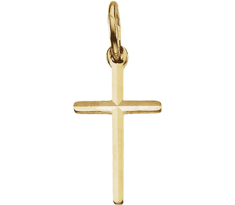 Beveled Cross 14k Yellow Gold Pendant (13X08.50 MM)
