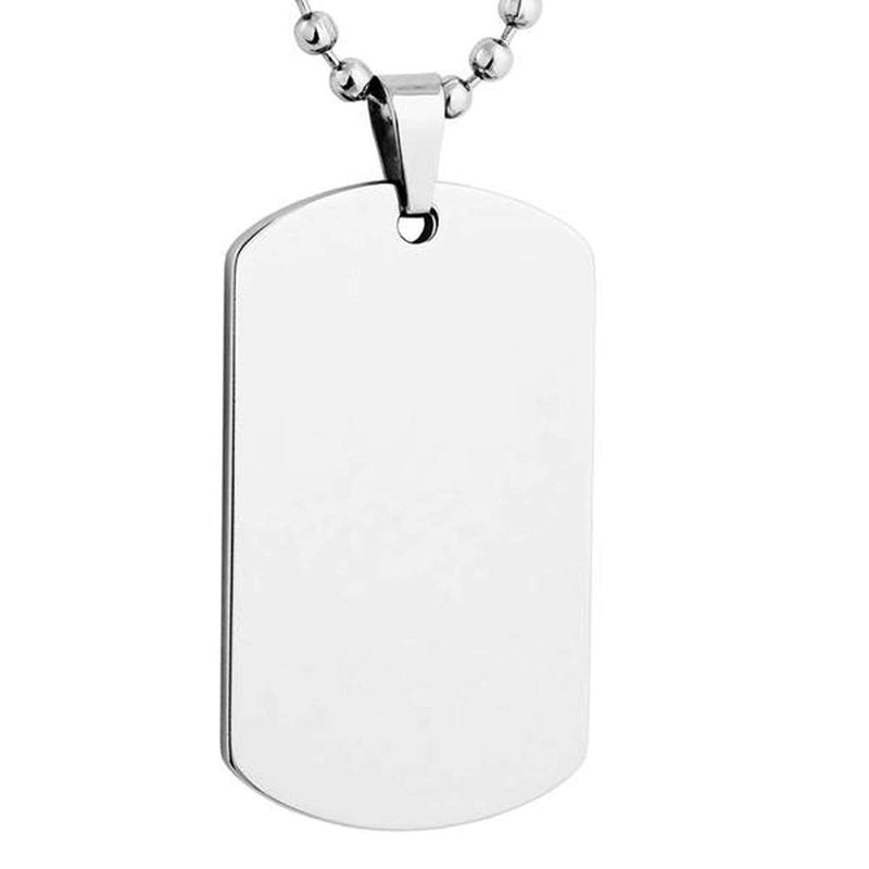 Men's Engravable Dog Tag Pendant Necklace, Stainless Steel, 24"