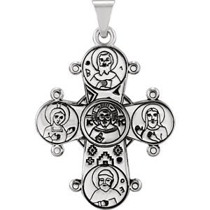 Men's Congo Cross 14k White Gold Pendant