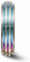 Edward Mirell Titanium Triple Groove Multicolor Anodized White Sapphire 6mm Wedding Band, Size 7