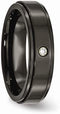 Black Titanium, Diamond 6mm Ridged Edge Band, Size 7