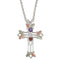 Amethyst and Garnet Pointed Cross Pendant Necklace, Sterling Silver, 12k Green and Rose Gold Black Hills Gold Motif, 18"