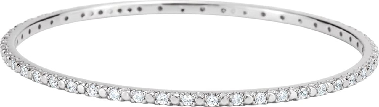 Cubic Zirconia Bangle Bracelet, Sterling Silver, 8"