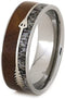 Silver Arrow, Ironwood Burl Wood, Deer Antler 8mm Comfort-Fit Titanium Wedding Band, Size 12