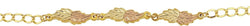Engraved Grape Leaf Bracelet, 10k Yellow Gold, 12k Green and Rose Gold Black Hills Gold Motif, 7"
