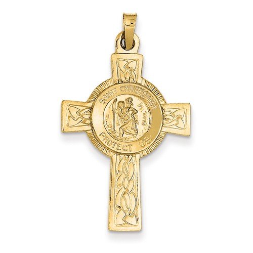 14k Yellow Gold St. Christopher Medal Pendant (37X21MM)