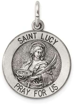 Sterling Silver Antiqued Saint Lucy Medal (25X18MM)