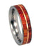 Tulip Wood, 12k Rose Gold Inlay 6.5mm Comfort Fit Titanium Wedding Band, Size 15