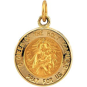 14k Yellow Gold Round Scapular Medal (18 MM)