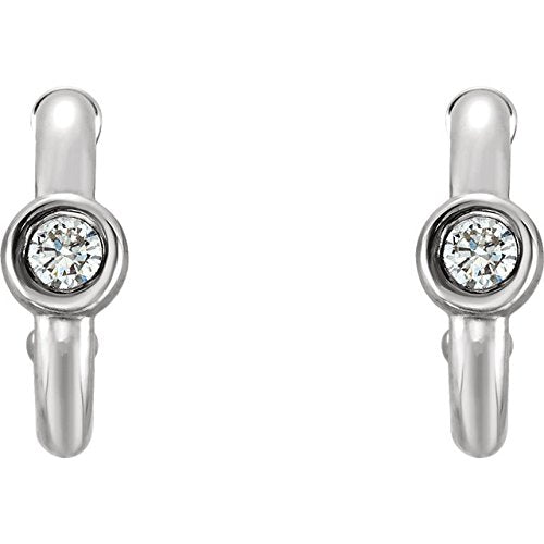 Diamond J-Hoop Earrings, Rhodium-Plated 14k White Gold ( 0.2 Ctw, G-H Color, I1 Clarity )
