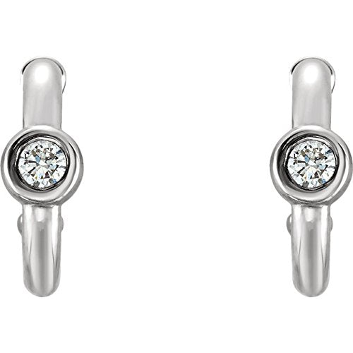 Platinum Diamond J-Hoop Earrings (0.2 Ctw, G-H Color, SI2-SI3 Clarity)