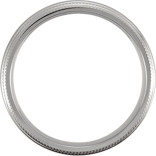 Titanium 8mm Double Milgrain Comfort Fit Ring, Size 7.5