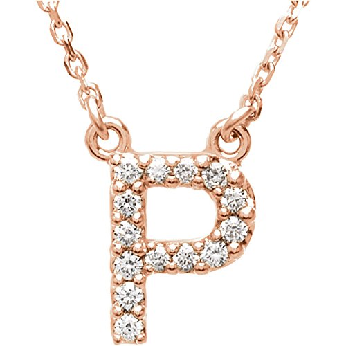 14k Rose Gold Diamond Initial 'P' 1/8 Cttw Necklace, 16" (GH Color, I1 Clarity)